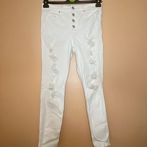 Super Skinny High Rise White Jeans | size 8R